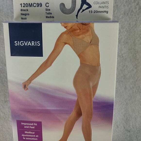 Sigvaris Well Being Black Graduated Compression Hosiery 120MC99 Size C  (NWT) - Picture 2 of 8